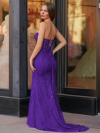 Mermaid Sweetheart Neck Lace Long Evening Dress With Appliques - Curvevia
