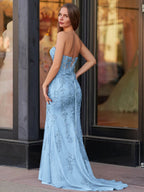Mermaid Sweetheart Neck Lace Long Evening Dress With Appliques - Curvevia