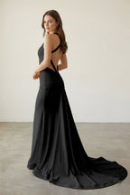 Pink Halter Satin Mermaid Open Back Long Formal Prom Dresses - Curvevia