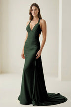 Halter Satin Mermaid Prom Dress with Open Back — Curvevia