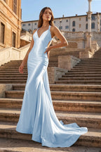Halter Satin Mermaid Prom Dress with Open Back — Curvevia