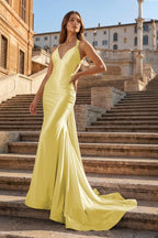 Halter Satin Mermaid Prom Dress with Open Back — Curvevia