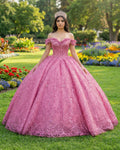 Exquisite Tulle V-neck Off the Shoulder Appliqued Quinceanera Dress - Curvevia