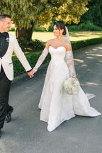 Vintage A-Line Sweetheart White Lace Wedding Dresses with Slit - Curvevia
