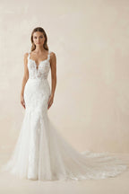 Fairy Mermaid Sweetheart Lace Wedding Dresses with Appliques - Curvevia