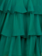 Fuchsia Strapless A Line Chiffon Ruffles Wedding Guest Dress With Flower - Curvevia