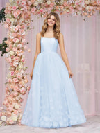A-line Spaghetti Straps Pink Tulle Evening Dress - Curvevia