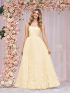 A-line Spaghetti Straps Pink Tulle Evening Dress - Curvevia