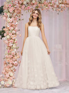A-line Spaghetti Straps Pink Tulle Evening Dress - Curvevia