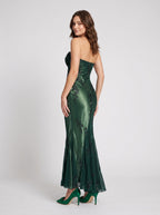 Forest Green Chiffon Mermaid Sweetheart Side Zip Floor-Length Dress with Beaded embroidery - Curvevia