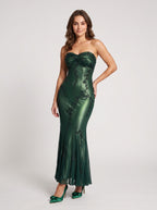 Forest Green Chiffon Mermaid Sweetheart Side Zip Floor-Length Dress with Beaded embroidery - Curvevia