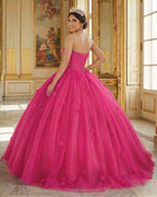 Red 3D Flowers Glitter Sequins Sleeveless Quinceanera Dresses - Curvevia
