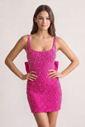 Black Scoop Neck Sheath Satin Beaded Homecoming Dress - Curvevia