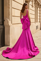 Black Square Neck Mermaid Satin Long Evening Dress With Pearls - Curvevia