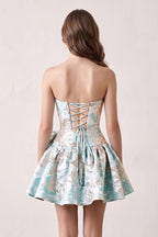 Fuchsia Strapless Jacquard A-Line Homecoming Dress with Bowknot - Curvevia