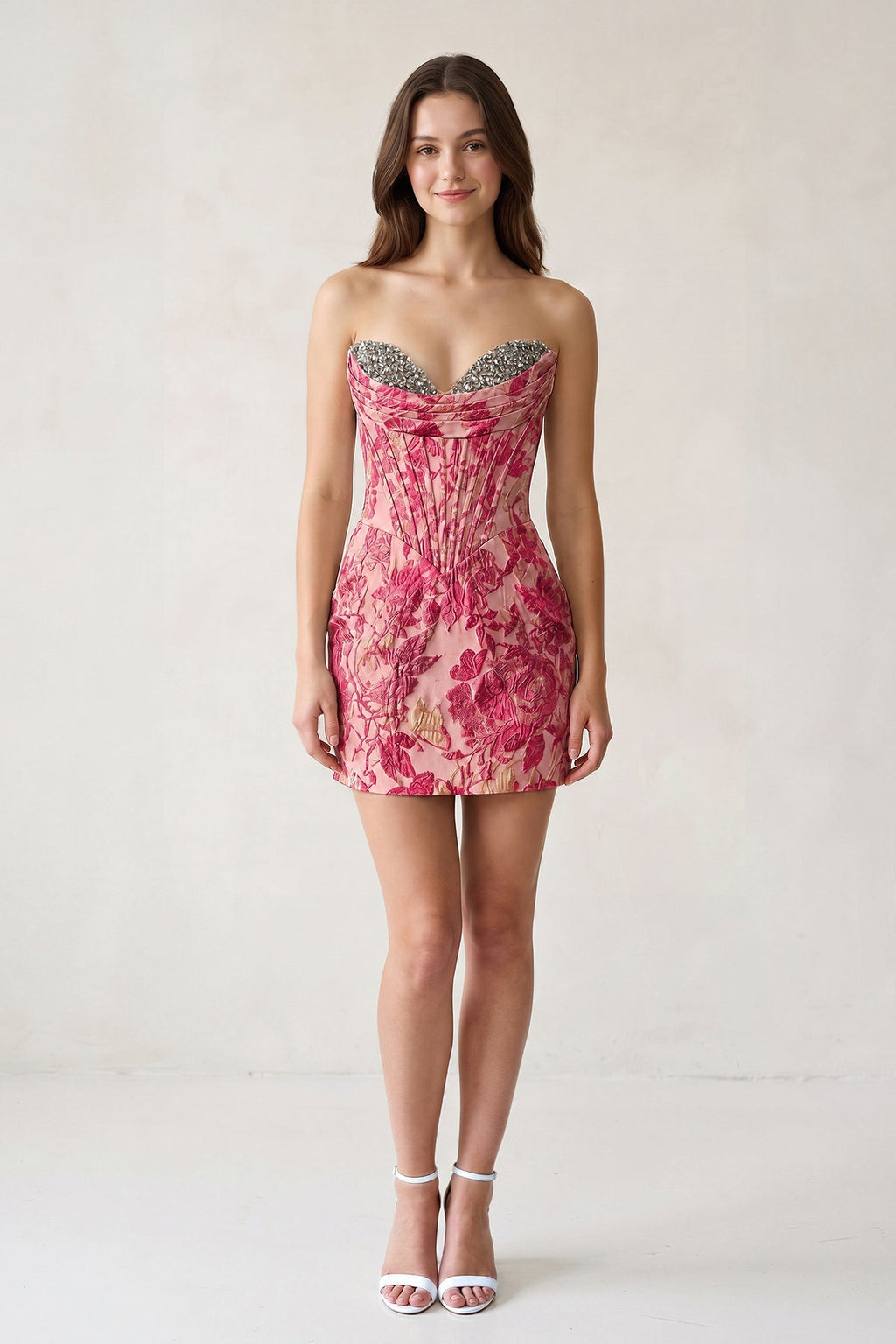 Blue Sweetheart Jacquard Sheath Corset Homecoming Dress - Curvevia