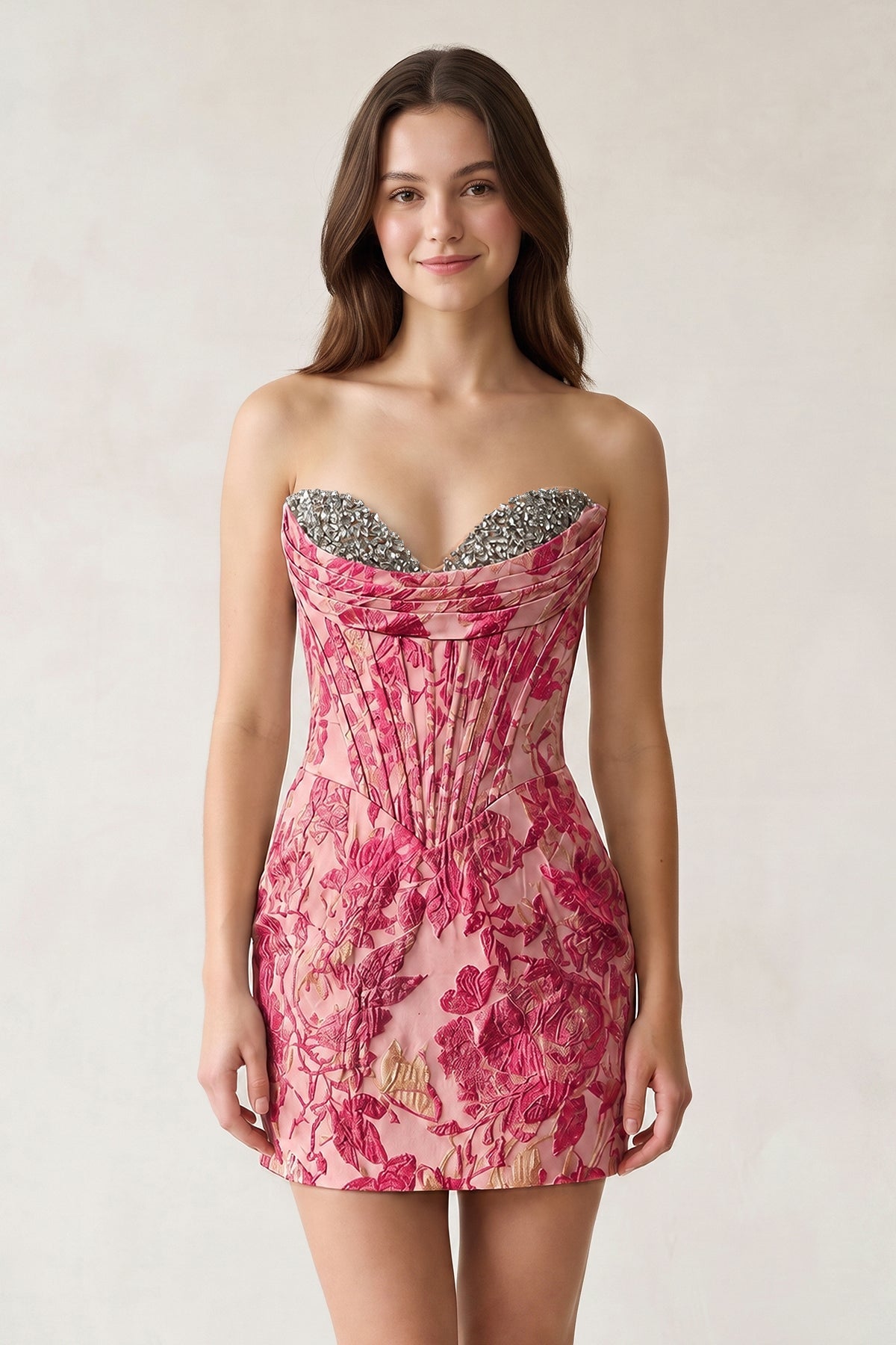 Blue Sweetheart Jacquard Sheath Corset Homecoming Dress - Curvevia
