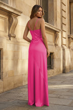 Spaghetti Straps Long Sheath Evening Dress With Split - Curvevia