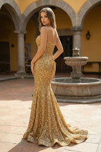 Mermaid Sweetheart Neck Sequins Evening Dress - Curvevia