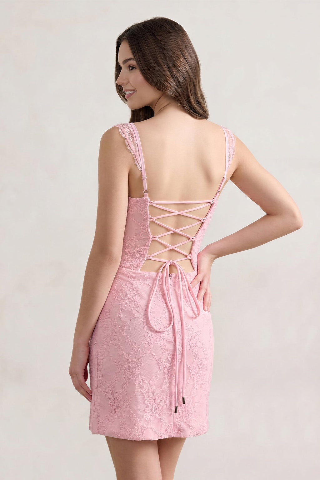 Sky Blue Scoop Neck Sheath Lace Short Homecoming Dress With Slit - Curvevia