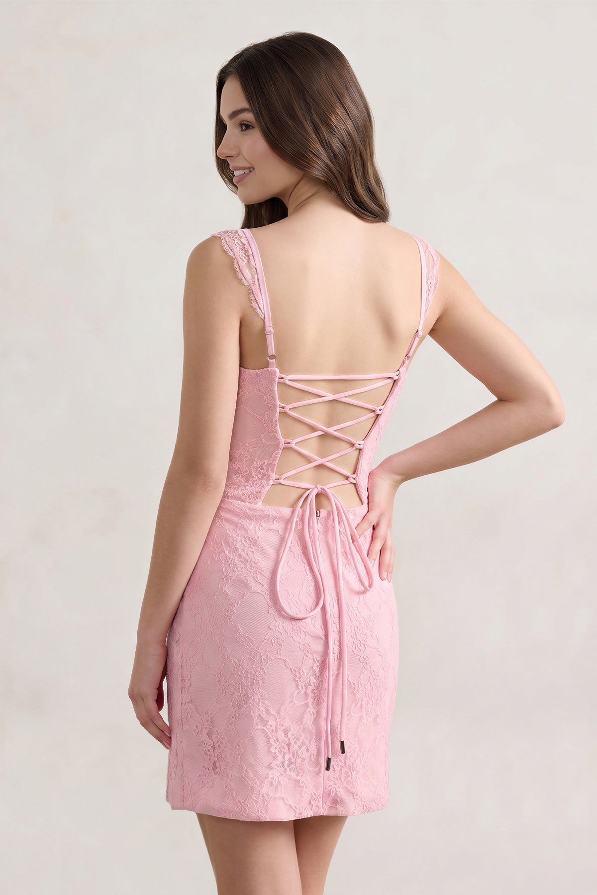 Sky Blue Scoop Neck Sheath Lace Short Homecoming Dress With Slit - Curvevia