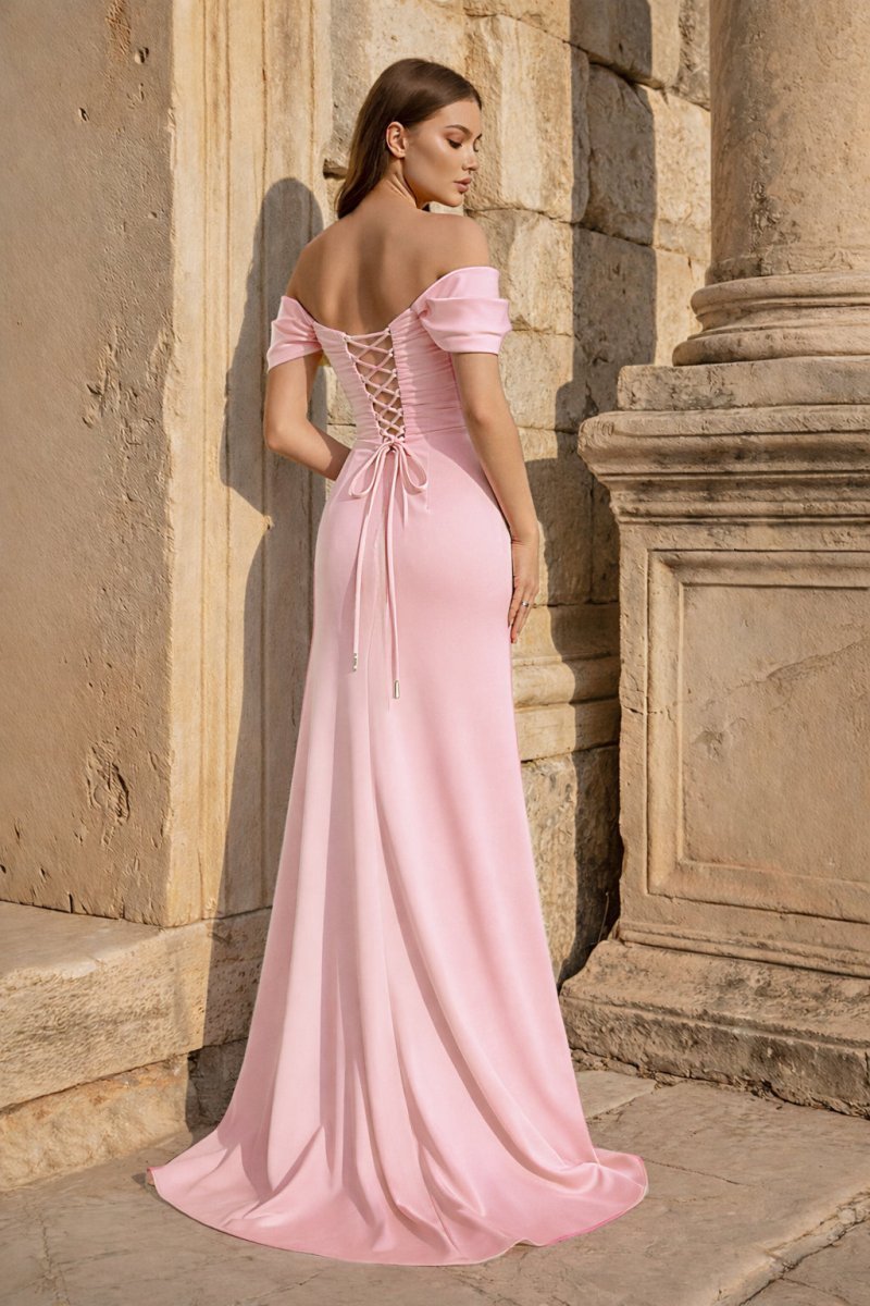 Yellow Mermaid Off The Shoulder Satin Long Evening Dress With Flowers - Curvevia