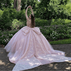 Pink Ball Gown Tulle Sweetheart Quinceanera Dress - Curvevia