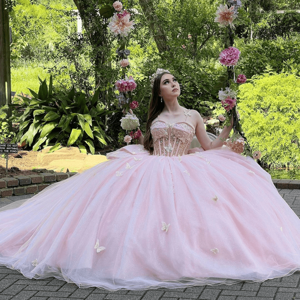 Pink Ball Gown Tulle Sweetheart Quinceanera Dress - Curvevia