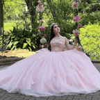 Pink Ball Gown Tulle Sweetheart Quinceanera Dress - Curvevia
