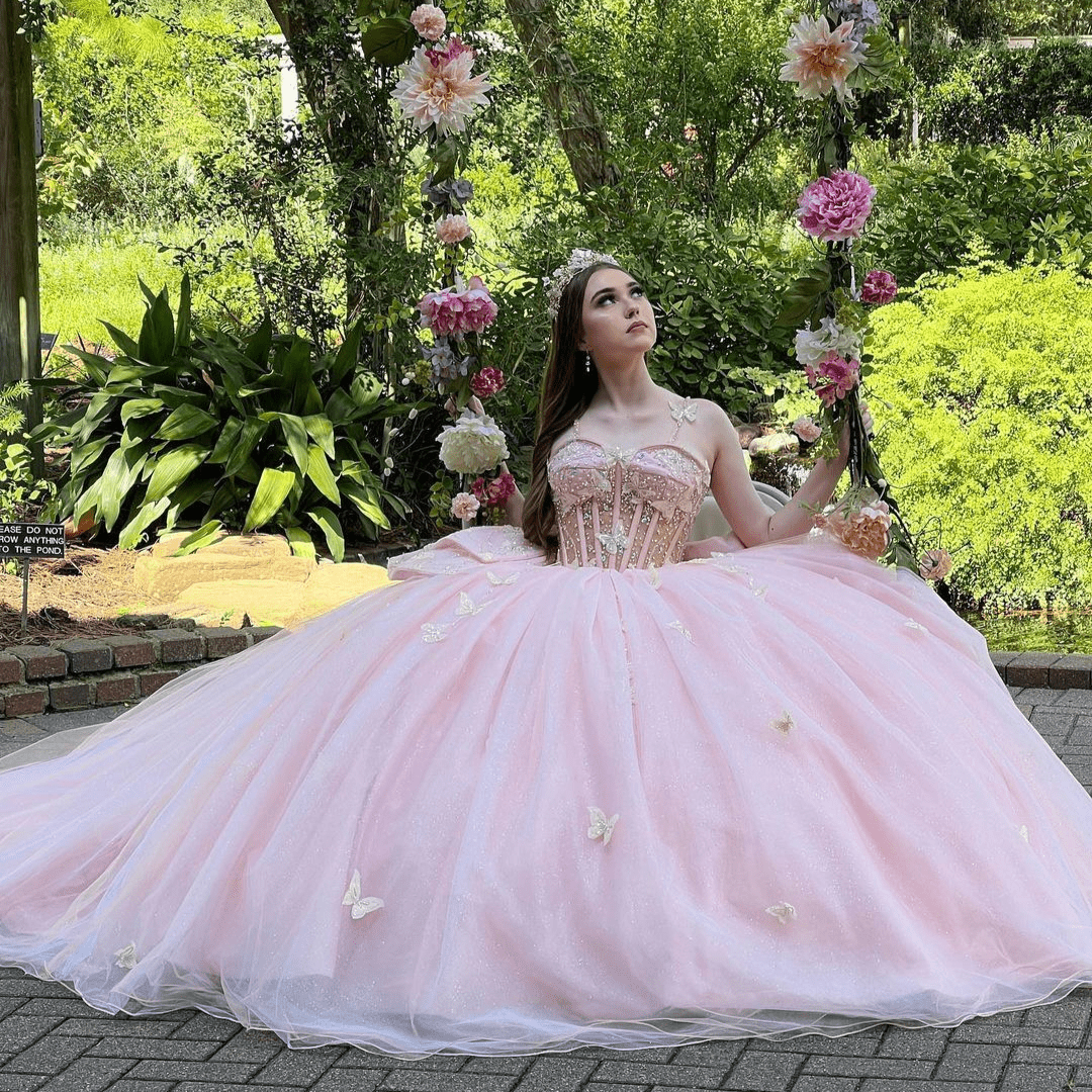 Pink Ball Gown Tulle Sweetheart Quinceanera Dress - Curvevia