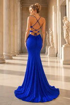Sparkly Mermaid V Neck Yellow Sequins Long Prom Dresses - Curvevia