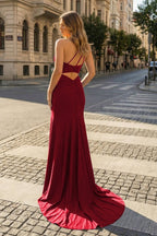 Mermaid One Shoulder Beaded Jersey Evening Dress with Slit - Curvevia