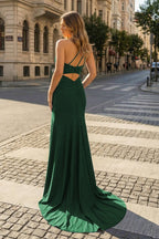 Mermaid One Shoulder Beaded Jersey Evening Dress with Slit - Curvevia