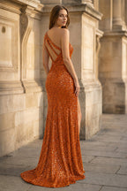 Glitter Black Sequins Long Prom Dress with Slit - Curvevia