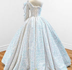 Glitter White Sequined One Shoulder Ball Gown Quinceanera Dress - Curvevia