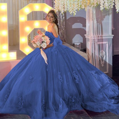 Gold Off Shoulder Tulle Quinceanera Dresses With Lace Appliques - Curvevia