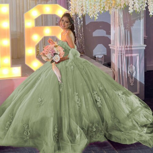 Gold Off Shoulder Tulle Quinceanera Dresses With Lace Appliques - Curvevia