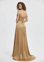 Mermaid Satin Long Prom Dress with Slit - Curvevia
