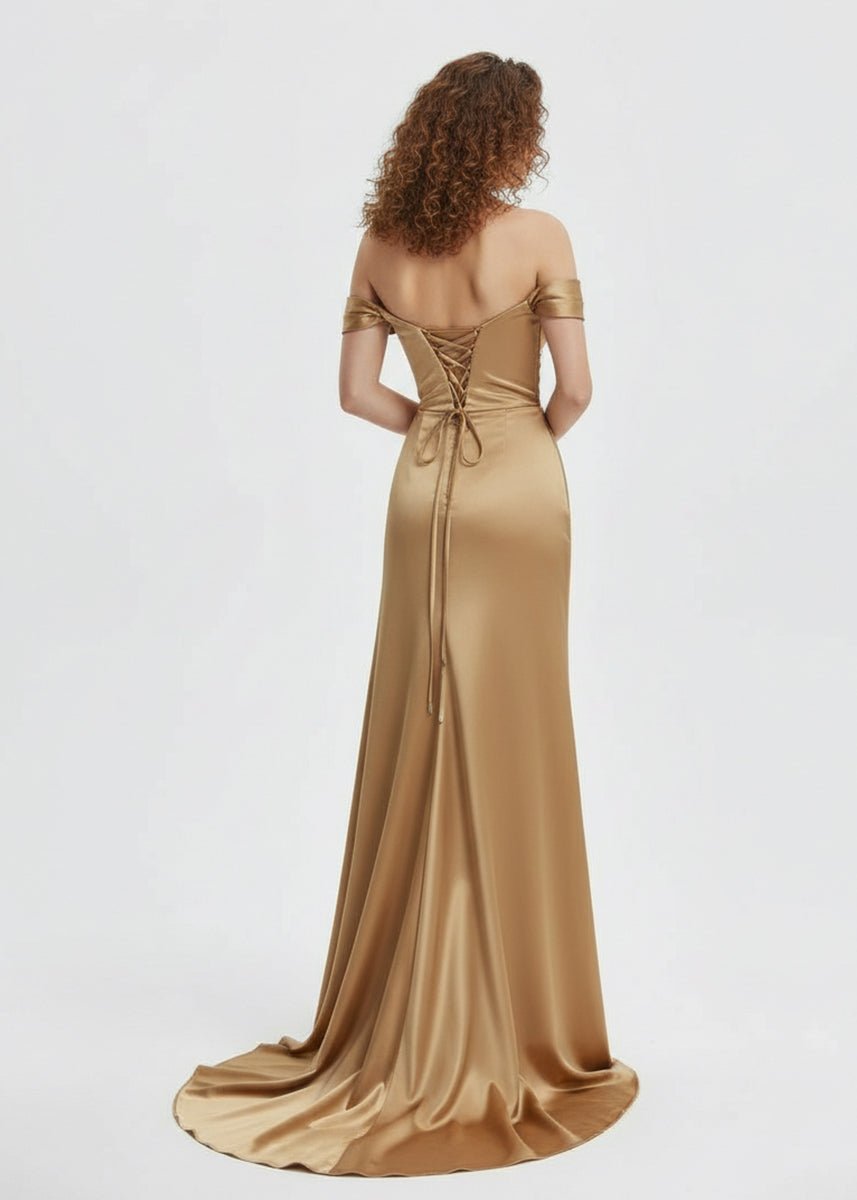 Mermaid Satin Long Prom Dress with Slit - Curvevia
