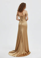 Mermaid Satin Long Prom Dress with Slit - Curvevia