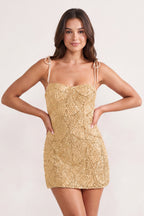 Pink Sparkly Sequin Sheath Bow Spaghetti Straps Homecoming Dress - Curvevia