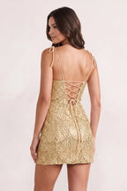 Pink Sparkly Sequin Sheath Bow Spaghetti Straps Homecoming Dress - Curvevia