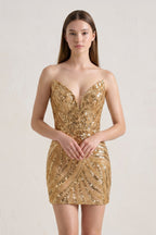 Black Strapless V Neck Sequins Bodycon Short Homecoming Dresses - Curvevia