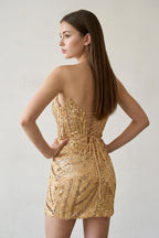 Black Strapless V Neck Sequins Bodycon Short Homecoming Dresses - Curvevia