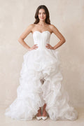 Gorgeous Beach White Short Organza Sweetheart Asymmetrical Wedding Dresses - Curvevia