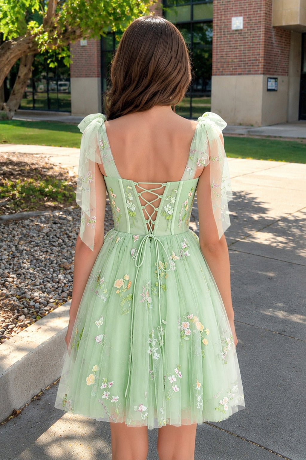 Trendy A Line Spaghetti Straps Short Wedding Guest Dress with Embroidery - Curvevia