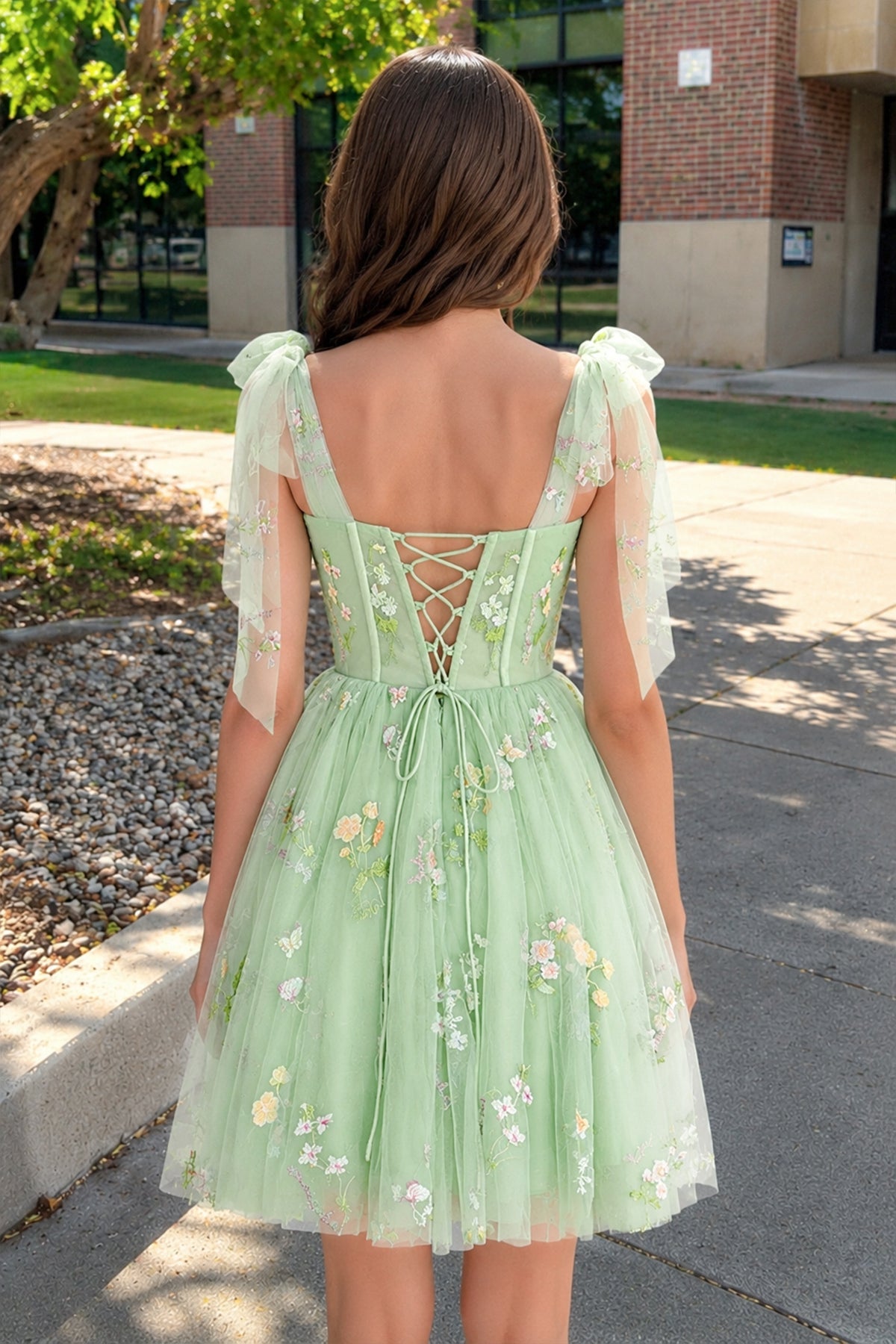 Trendy A Line Spaghetti Straps Short Wedding Guest Dress with Embroidery - Curvevia