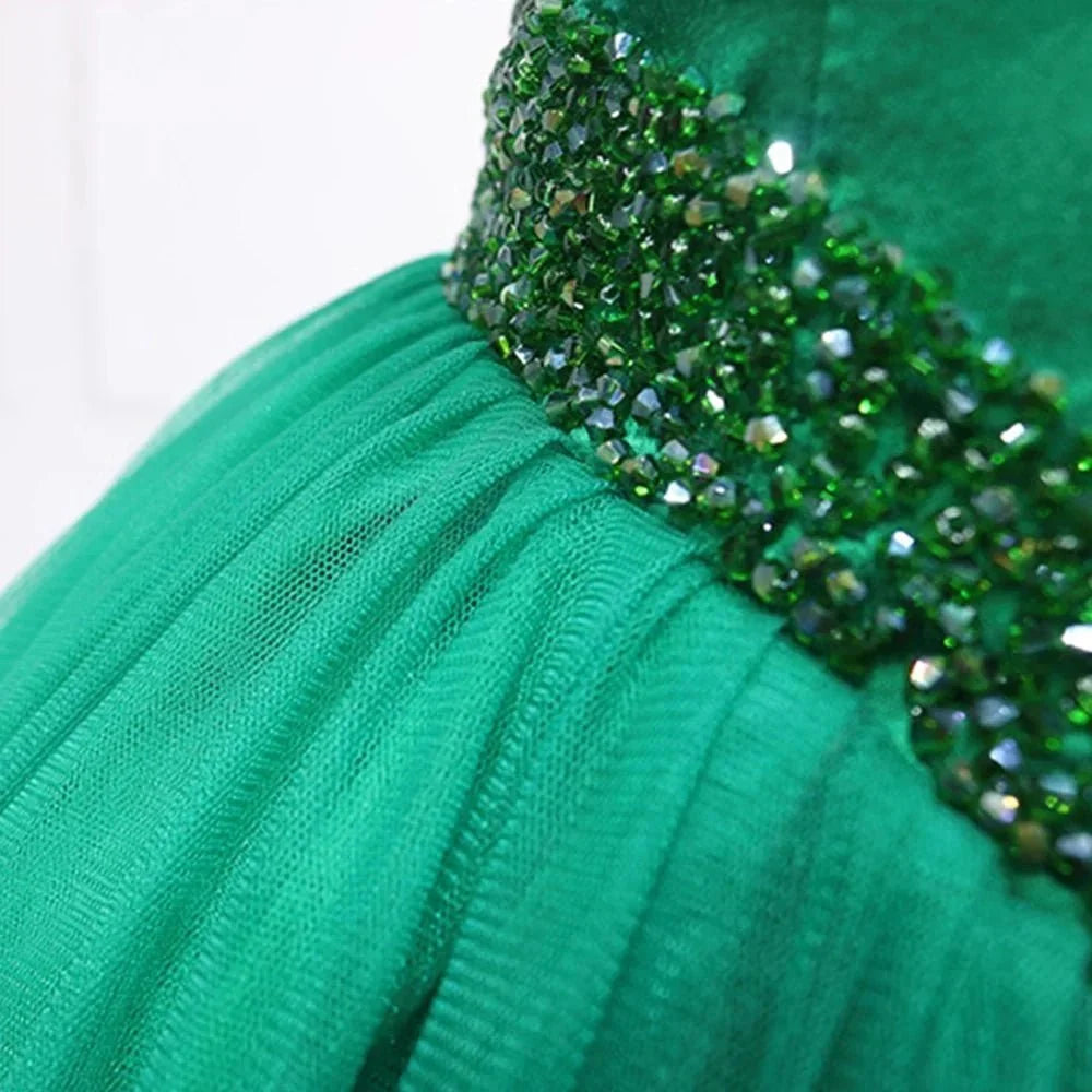 Green Beading Off the Shoulder Sweep-Train Quinceanera Dresses - Curvevia