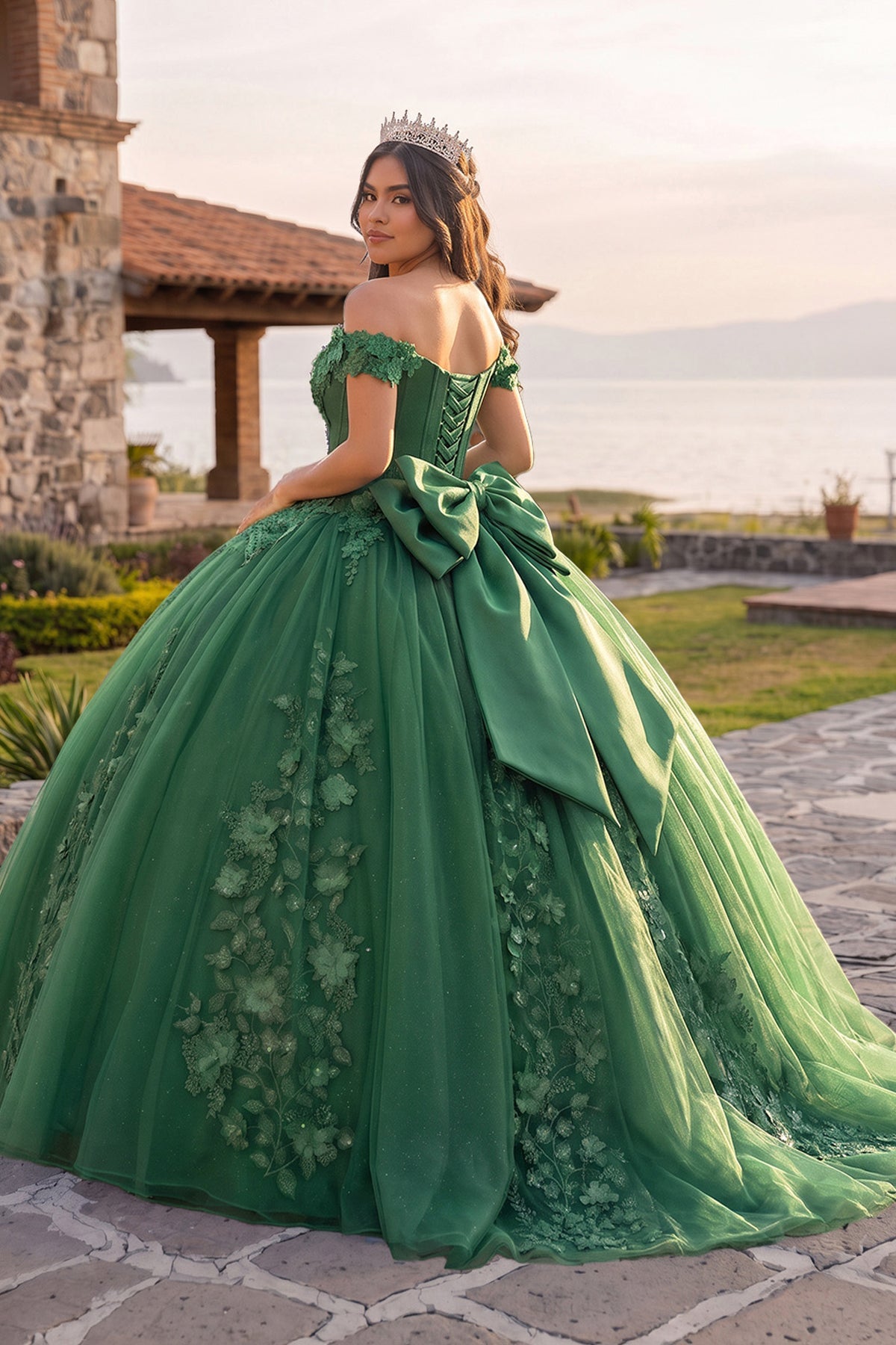 Off Shoulder 3D Floral Applique Quinceanera Dresses - Curvevia