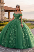 Off Shoulder 3D Floral Applique Quinceanera Dresses - Curvevia